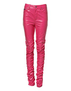 Pink Cotton High Waisted Skinny Denim Jeans