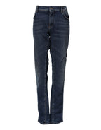 Blue Cotton Mid Waisted Straight Denim Jeans
