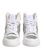 White Silver High Top Women Sneakers Shoes