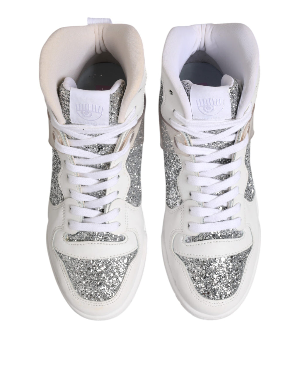 White Silver High Top Women Sneakers Shoes