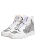 White Silver High Top Women Sneakers Shoes