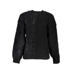 Black Cotton Women Sweater with Turtleneck
