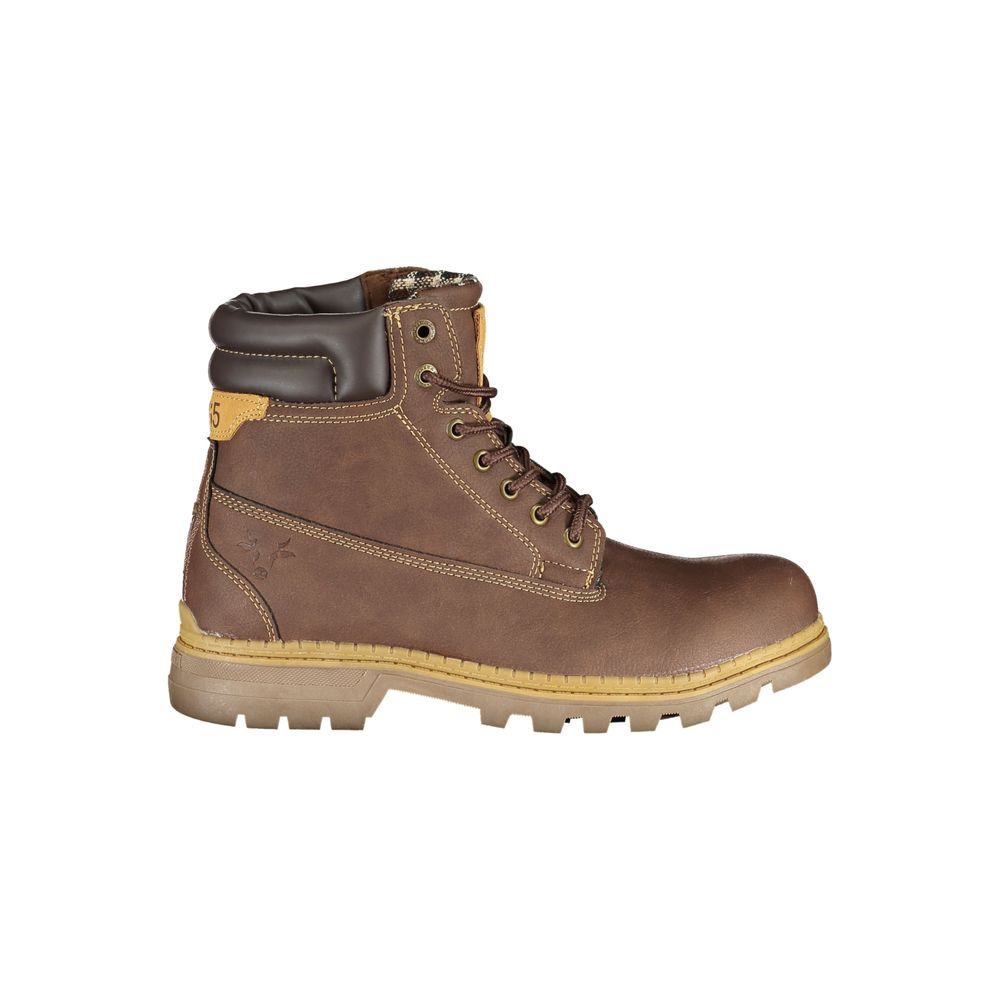 Brown Polyester Women Boot