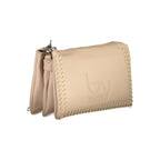 Beige Polyurethane Women Handbag