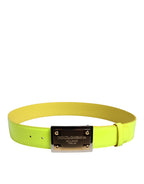 Yellow Green Classic Metal Logo Buckle Belt