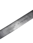 Black Studded Leather Metal Logo Buckle Belt