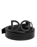 Black Leather Classic Metal DG Buckle Belt
