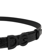 Black Leather Classic Metal DG Buckle Belt