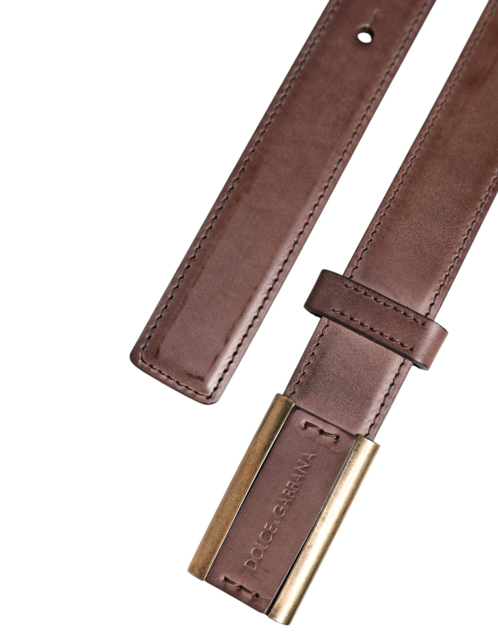 Brown Calf Leather Antique Buckle Belt