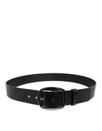 Black Leather Classic Metal Buckle Belt