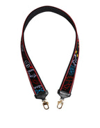 Black Cotton Printed Women Bag Accessory Shoulder Strap