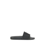 Black Rubber Flat Sandals