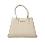 Beige Polyurethane Women Handbag