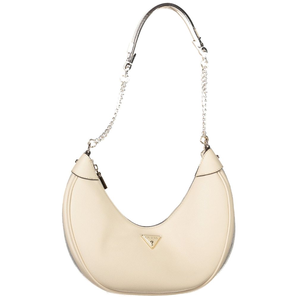 Beige Polyurethane Women Handbag
