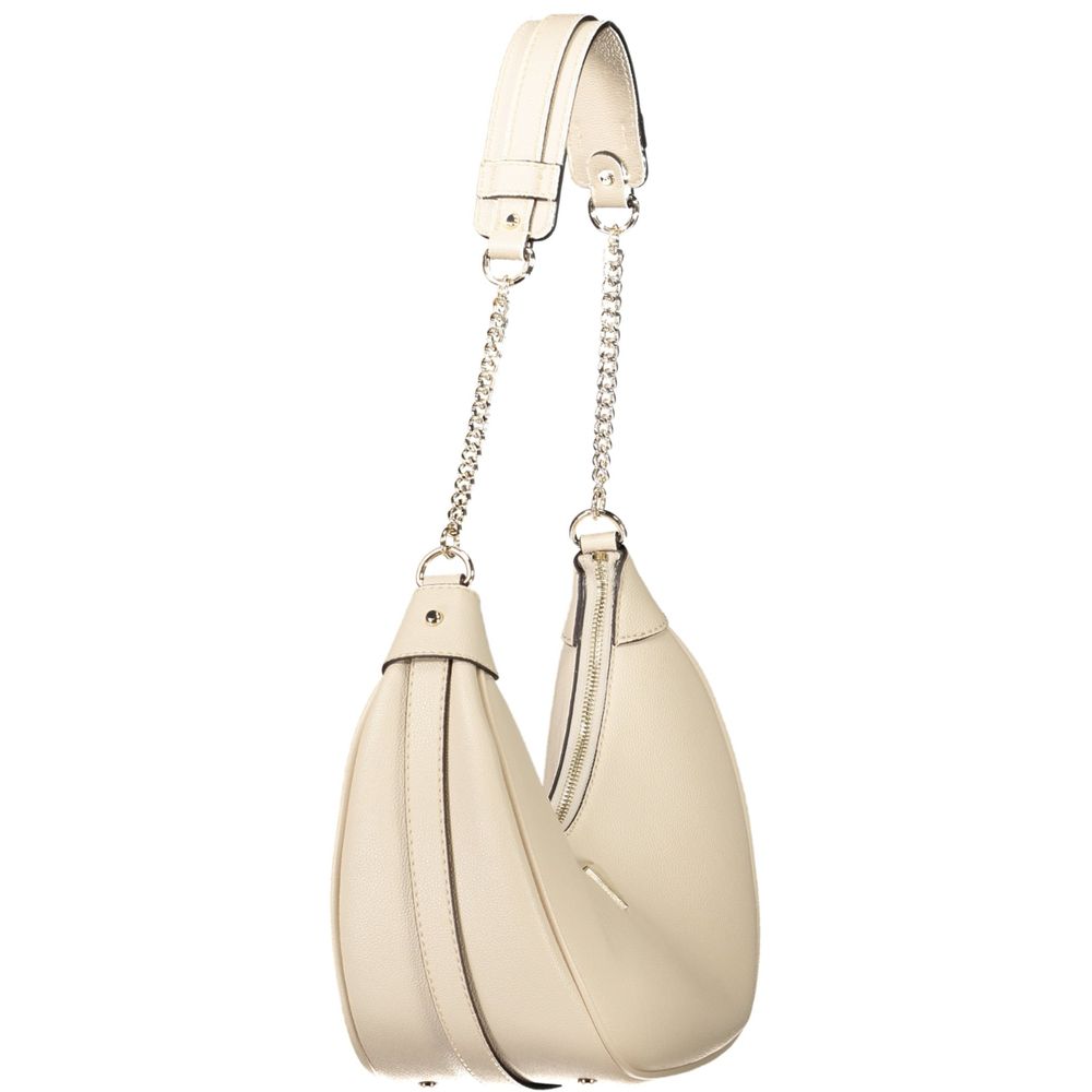 Beige Polyurethane Women Handbag