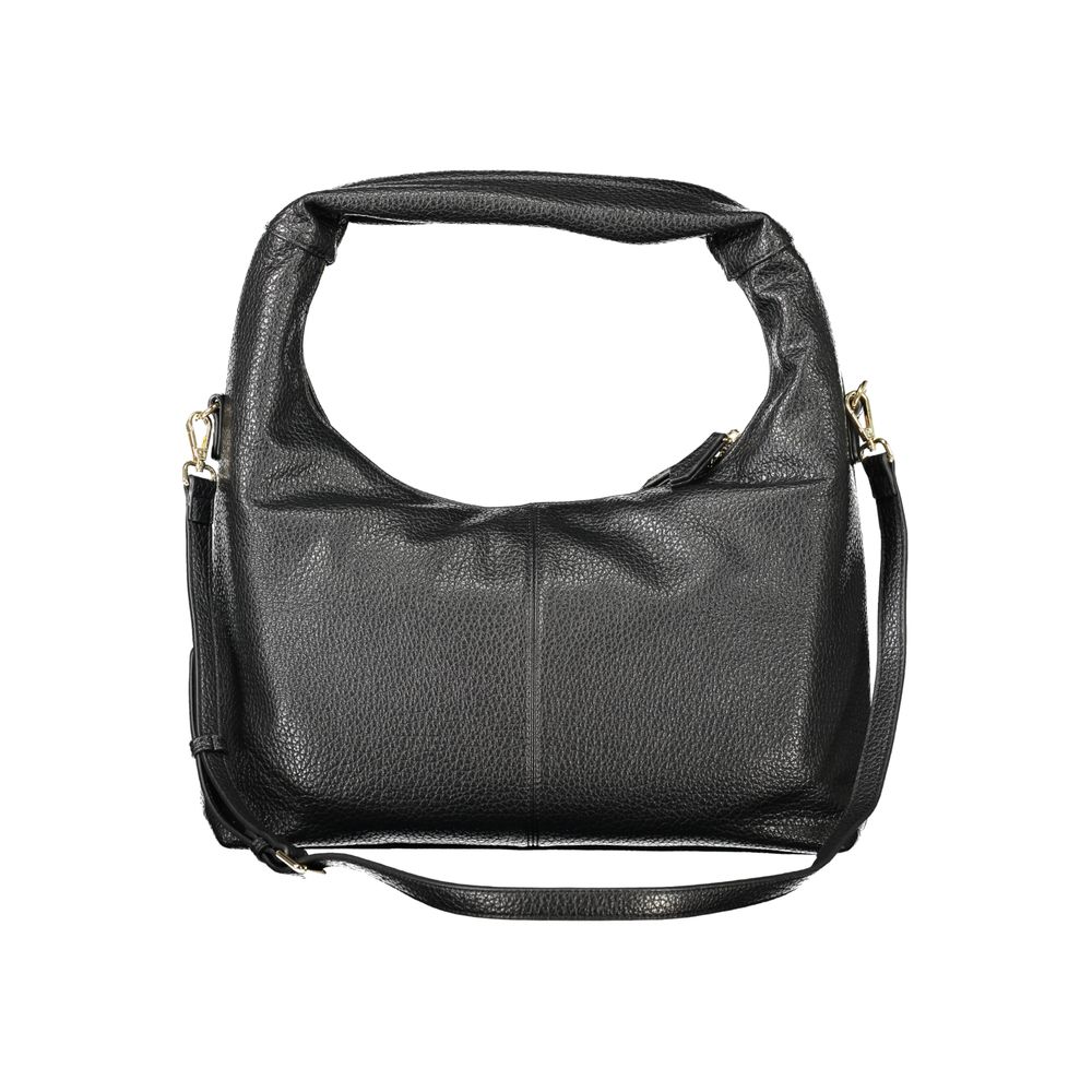 Black Polyurethane Women Shoulder Bag