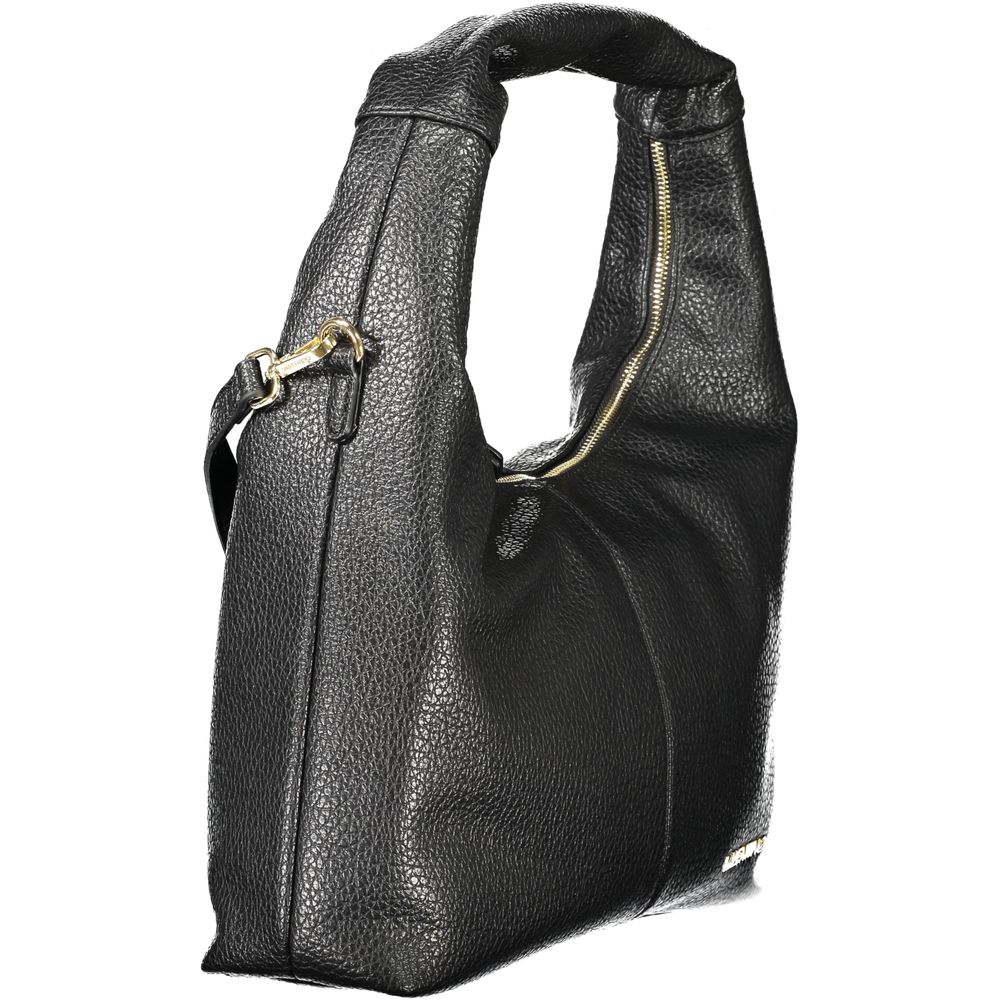Black Polyurethane Women Shoulder Bag