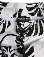 White Black Print Beachwear Shorts Swimwear
