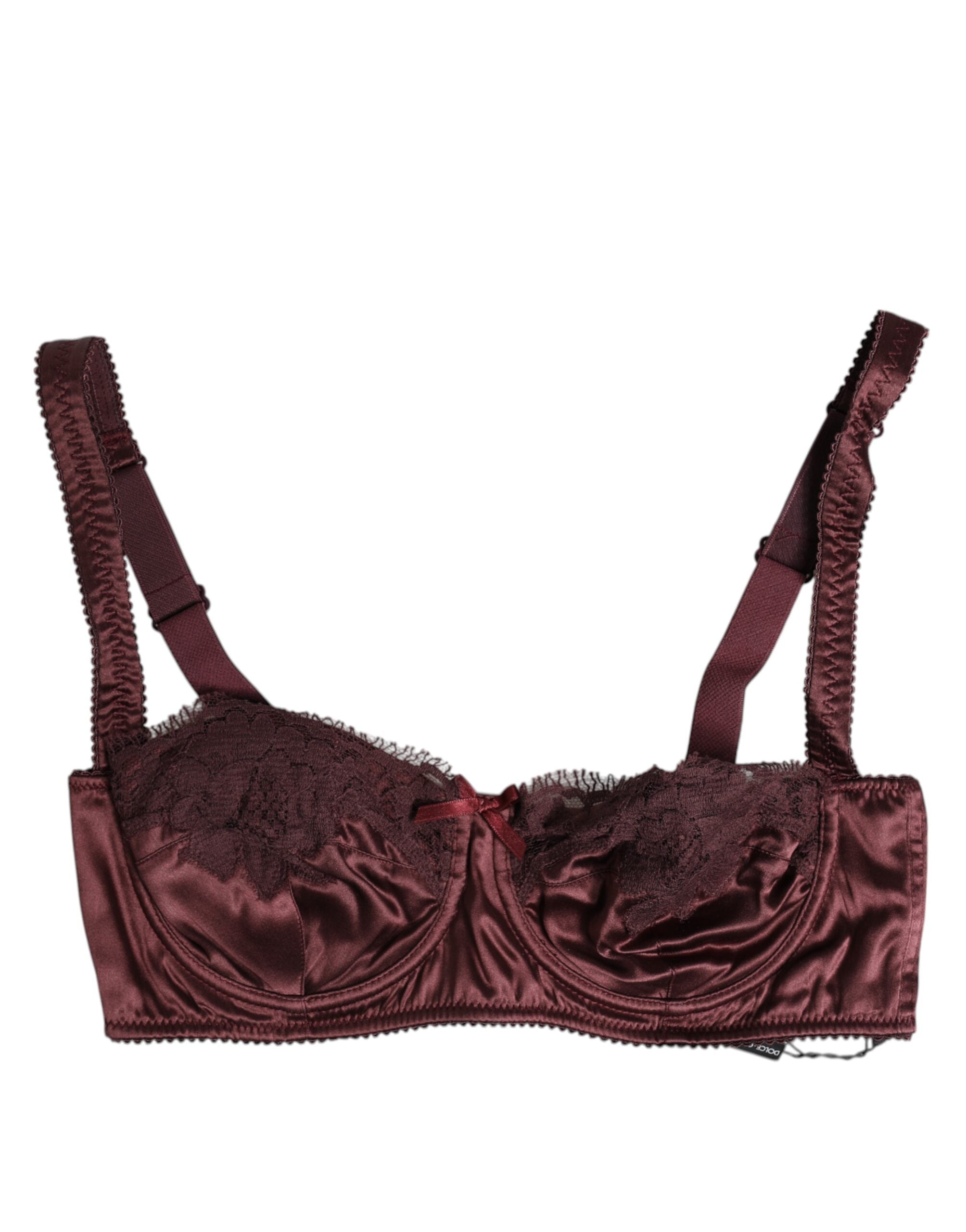 Burgundy Silk Underwired Balconette Bra Underwear