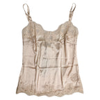 Beige Lace Silk Satin Tank Lingerie Underwear