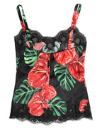Multicolor Floral Silk Tank Lingerie Underwear