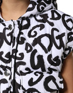 White DG Mania Hooded Sleeveless Puffer Jacket