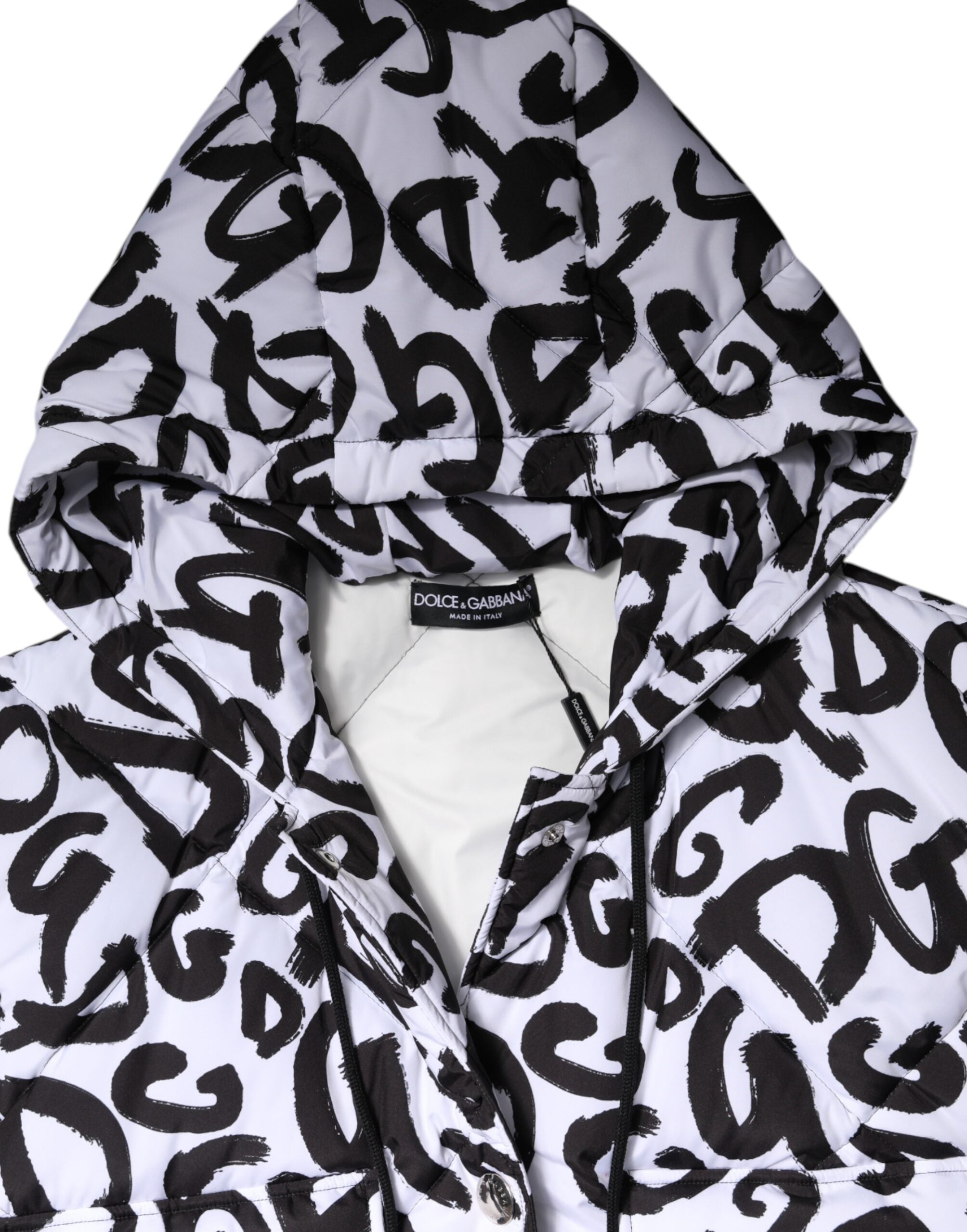 White DG Mania Hooded Sleeveless Puffer Jacket