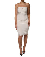 White Full Slip DG Logo Silk Dress Sleepwear