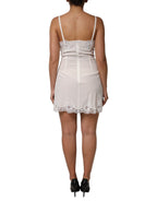 White Lace DG Logo Silk Dress Sleepwear