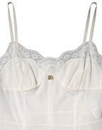 White Lace DG Logo Silk Dress Sleepwear