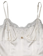 White Lace DG Logo Silk Dress Sleepwear
