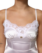 White Lace Gold DG Logo Silk Dress Sleepwear