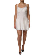 White Lace Gold DG Logo Silk Dress Sleepwear
