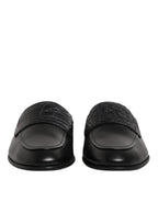 Black Calfskin Leather Slip On Loafers Shoes