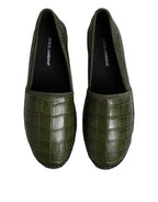 Green Exotic Leather Espadrilles Slip On Shoes