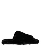 Black Polyester Velvet Slides Slipper Shoes
