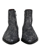 Dark Gray Cotton Sequined Chelsea Boots Shoes