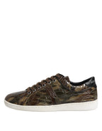 Brown Exotic Leather Low Top Sneakers Shoes