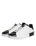 White Black Leather Portofino Sneaker Shoes