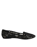 Black Taormina Lace Slip On Flats Shoes