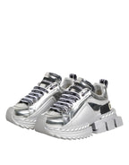 Silver Leather Super Queen Sneakers Shoes