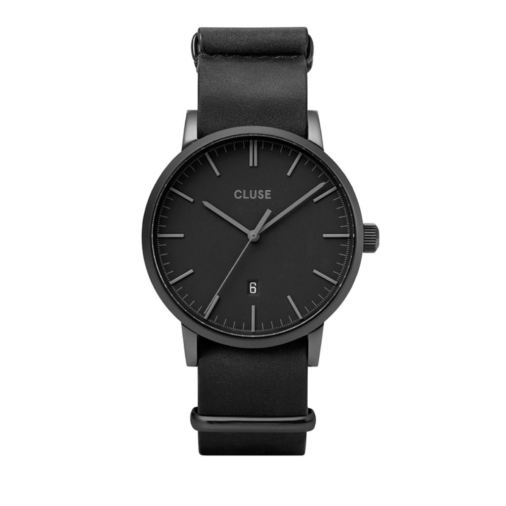 Black Leather Dress Watch