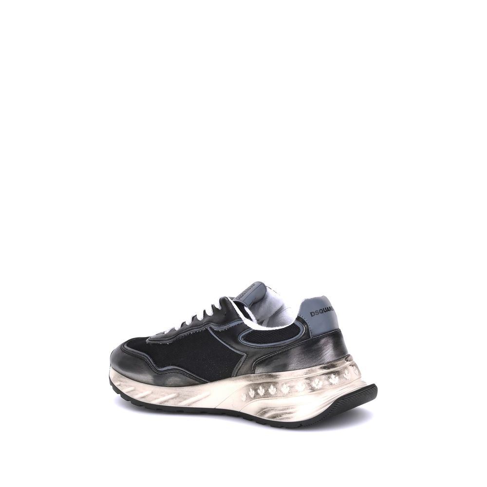 Black Calf Leather Bos Taurus Athletic Sneakers