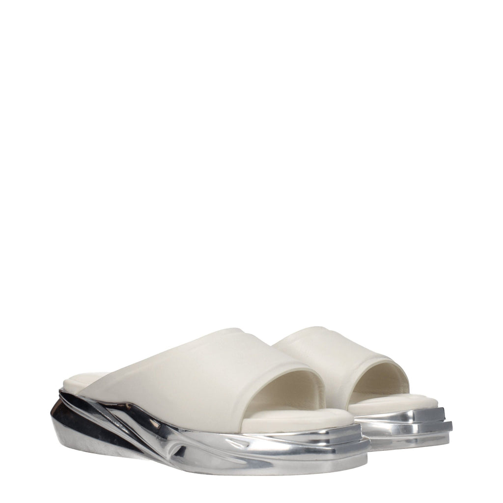Gray Leather Slippers