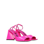 Pink Leather Stiletto Heel Sandals