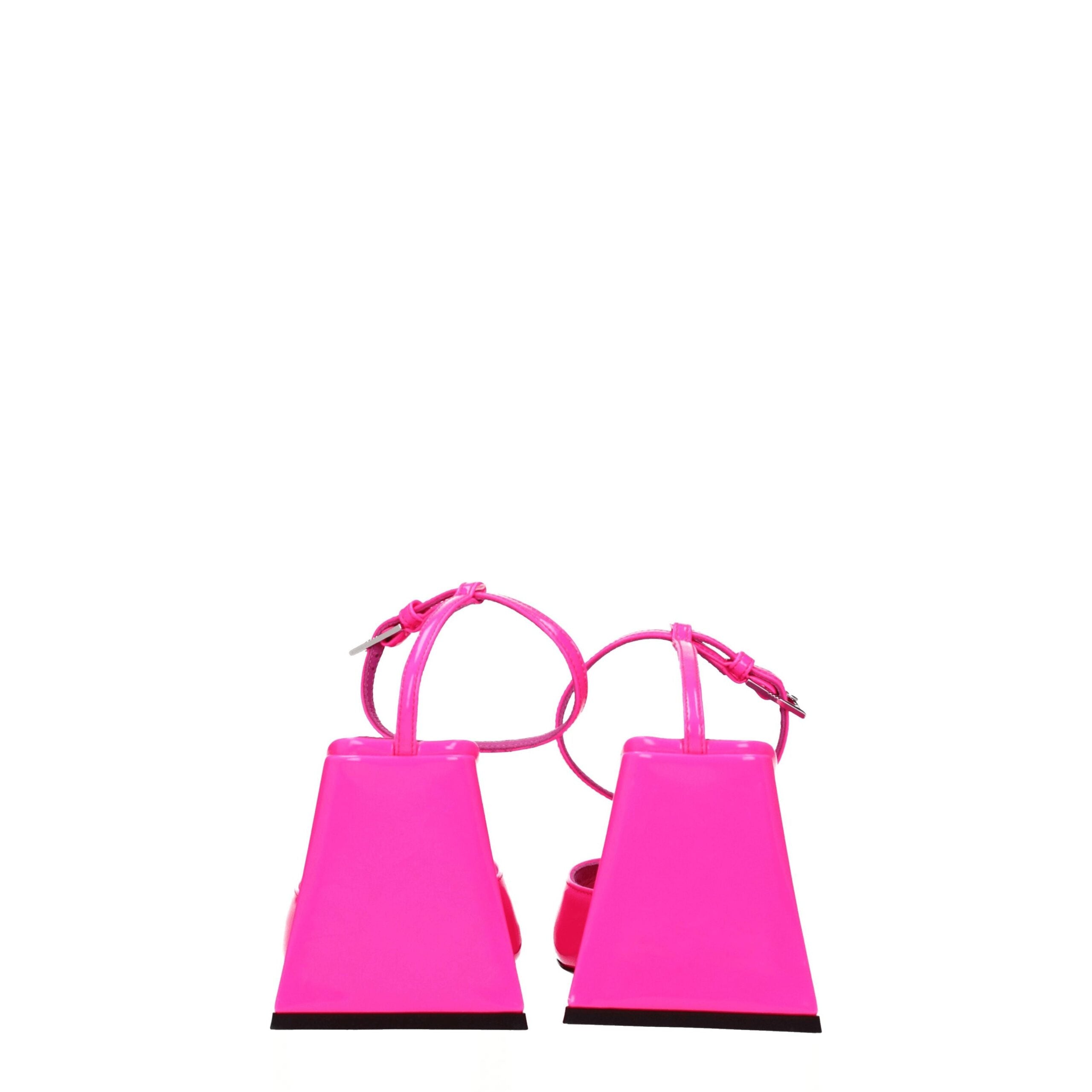 Pink Leather Stiletto Heel Sandals