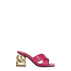 Pink Leather Platform Sandals