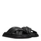Black Leather Slippers