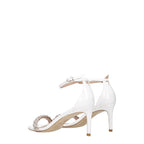 White Leather Stiletto Heel Sandals