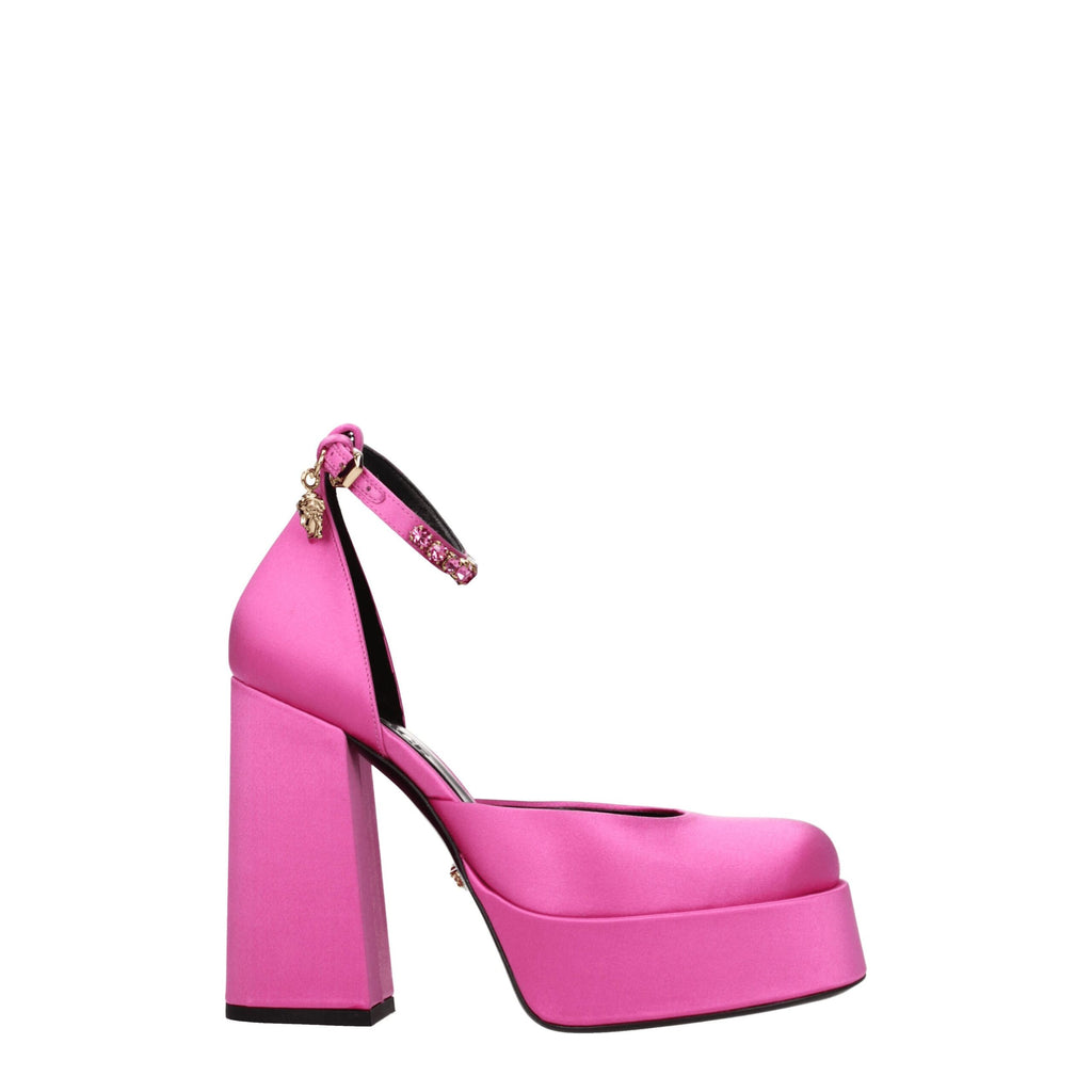 Pink Satin Platform Pumps